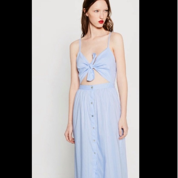 Zara Dresses Zara Front Tie Poplin Dress Blue Poshmark